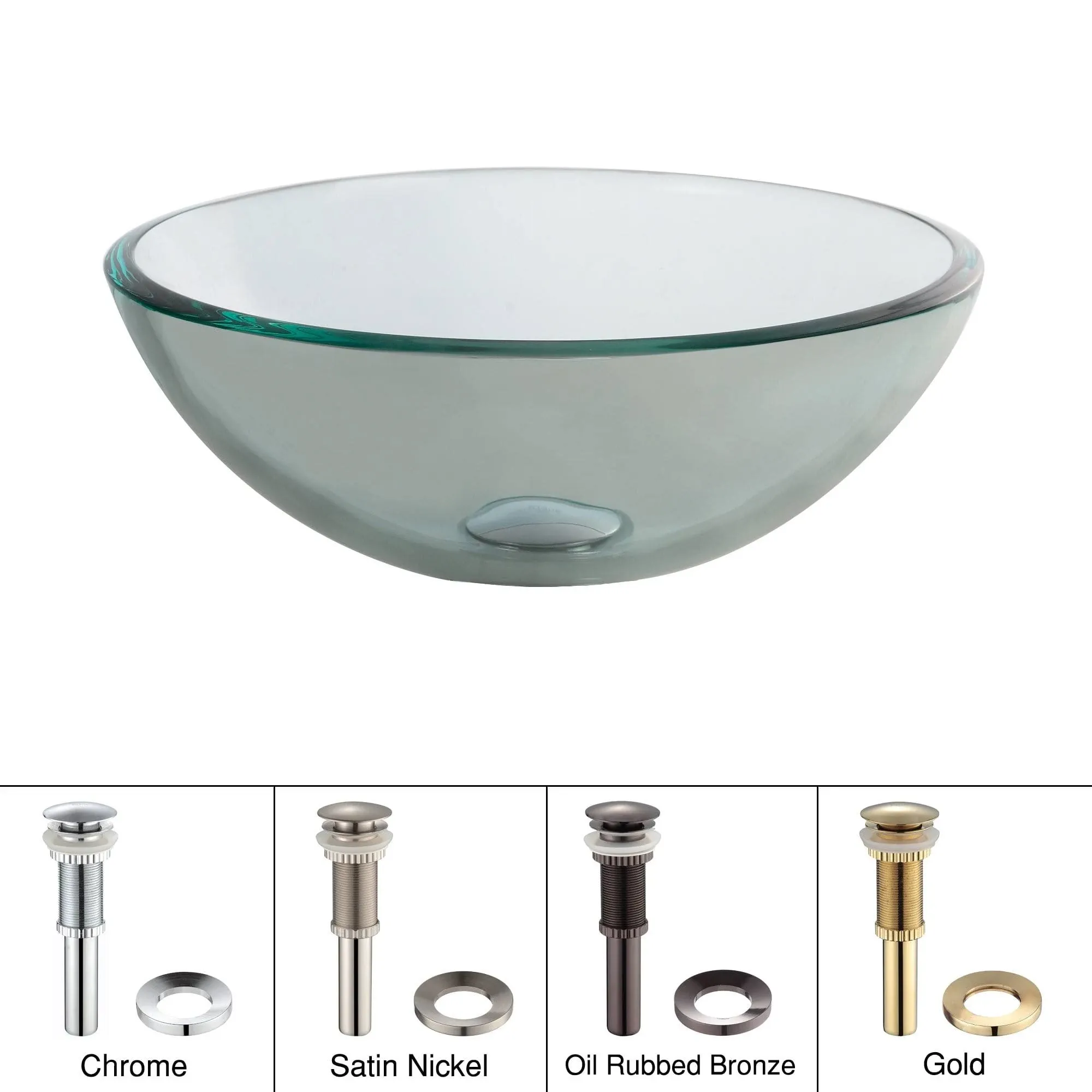 KRAUS Round Clear Glass Vessel Bathroom Sink, 16 1/2 inch GV-101