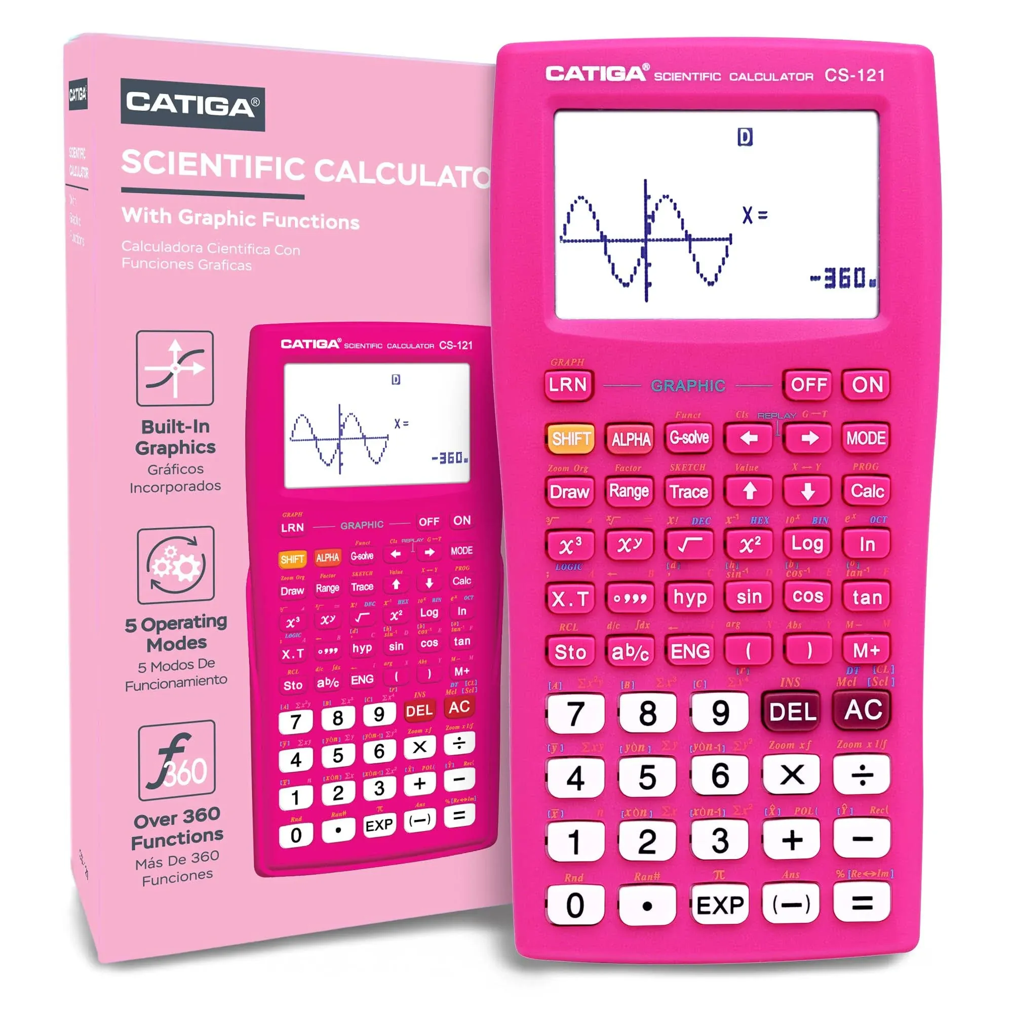 Cs-121 Scientific Calculator with Graphic Functions (Pink)