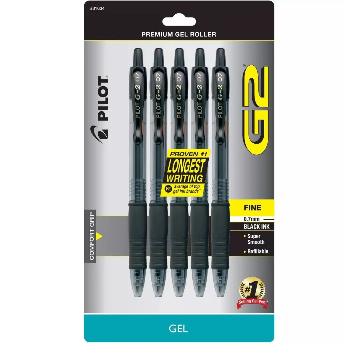 PILOT G2 Premium Refillable and Retractable Rolling Ball Gel Pens, Fine Point, Assorted Color Inks, 8-Pack (31128)