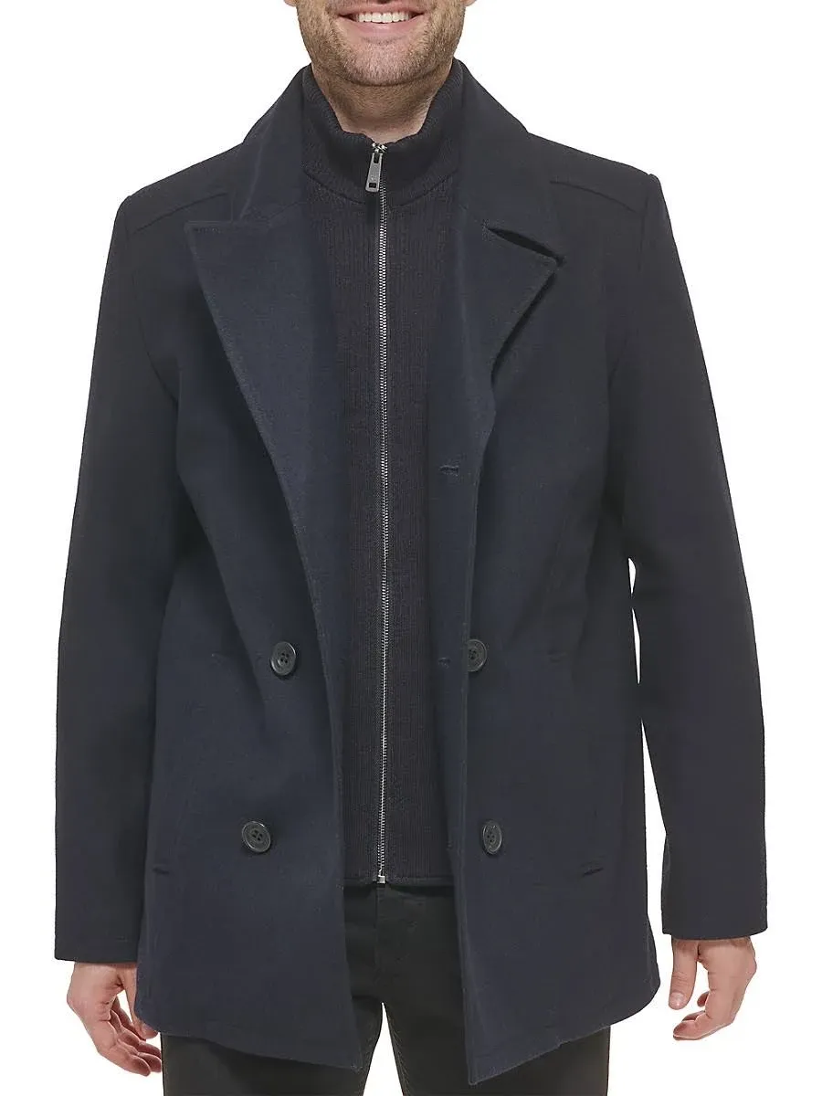 Kenneth Cole New York Classic Double-Breasted Wool-Blend Peacoat