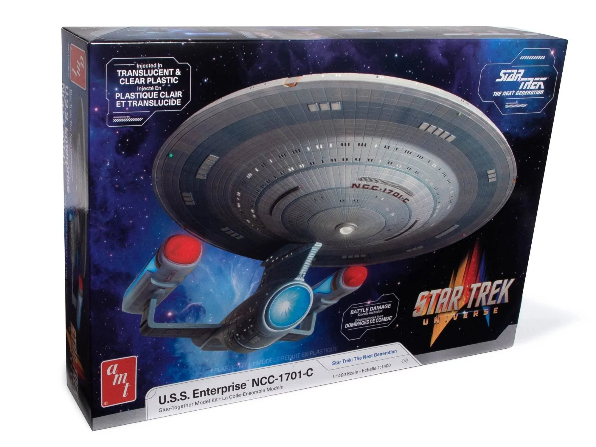 Skill 2 Model Kit U.S.S. Enterprise NCC-1701-C Space Ship "Star Trek: The Next Generation" (1987) TV Series 1/1400 Scale Model by AMT