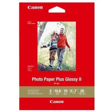 Canon Photo Paper Plus Glossy II - PP-301 - 5x7 (20 Sheets)