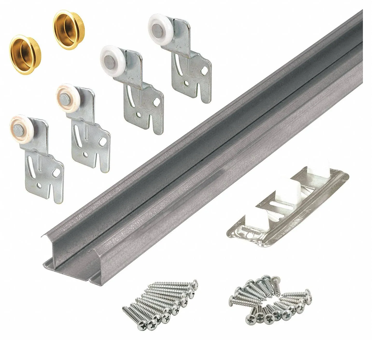 Prime-Line 161791 by-Pass Closet Track Kit, 48 inch, 2-Door Hardware, Brass ...