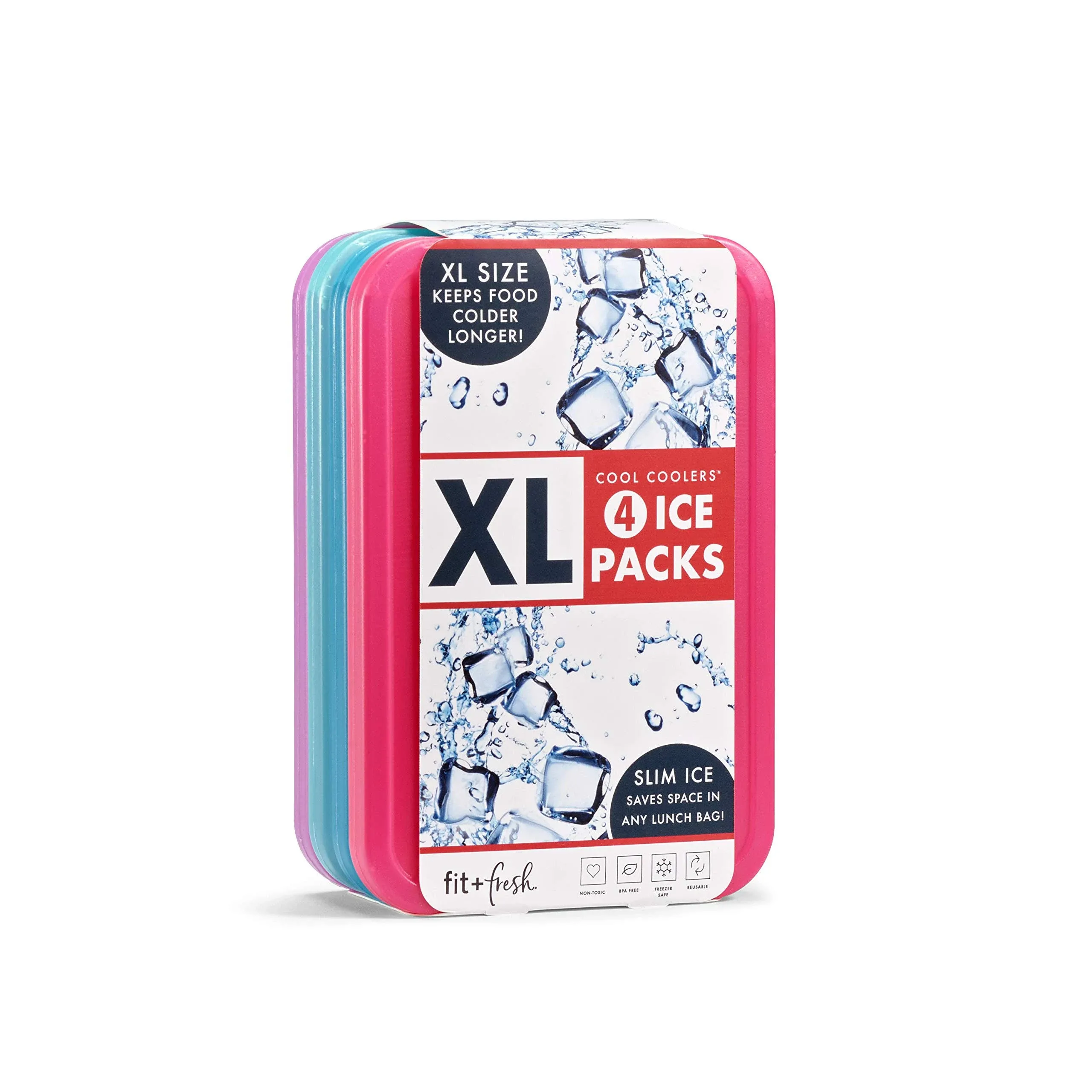 Fit + Fresh XL Cool Coolers Freezer Slim Ice Pack for Lunch Box, Coolers, Beach 