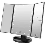 Infitrans 3 Folds Lighted Vanity Makeup Mirror,1X/2X/3X Magnification, 21 LED Bright Table Mirror with Touch Screen,180 Adjustable Rotation,Portable