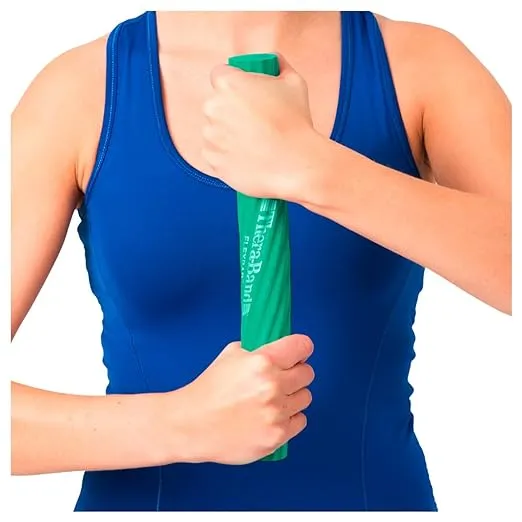 THERABAND FlexBar, Tennis Elbow Therapy Bar, Relieve Tendonitis Pain & Improve Grip Strength, Resistance Bar for Golfers Elbow & Tendinitis, Green, Medium, Intermediate