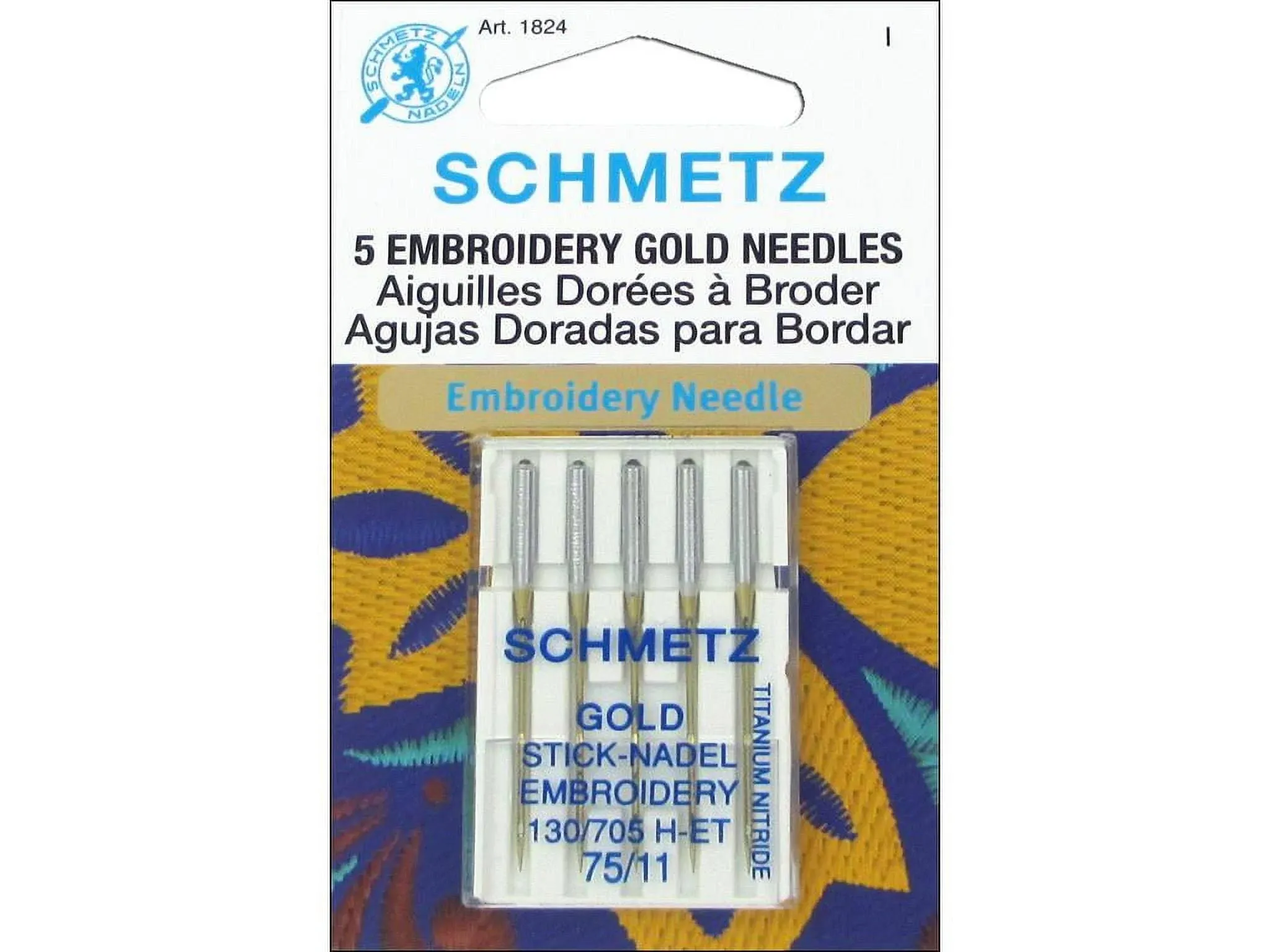 Schmetz Gold Embroidery Machine Needles Size 11/75 5/Pkg