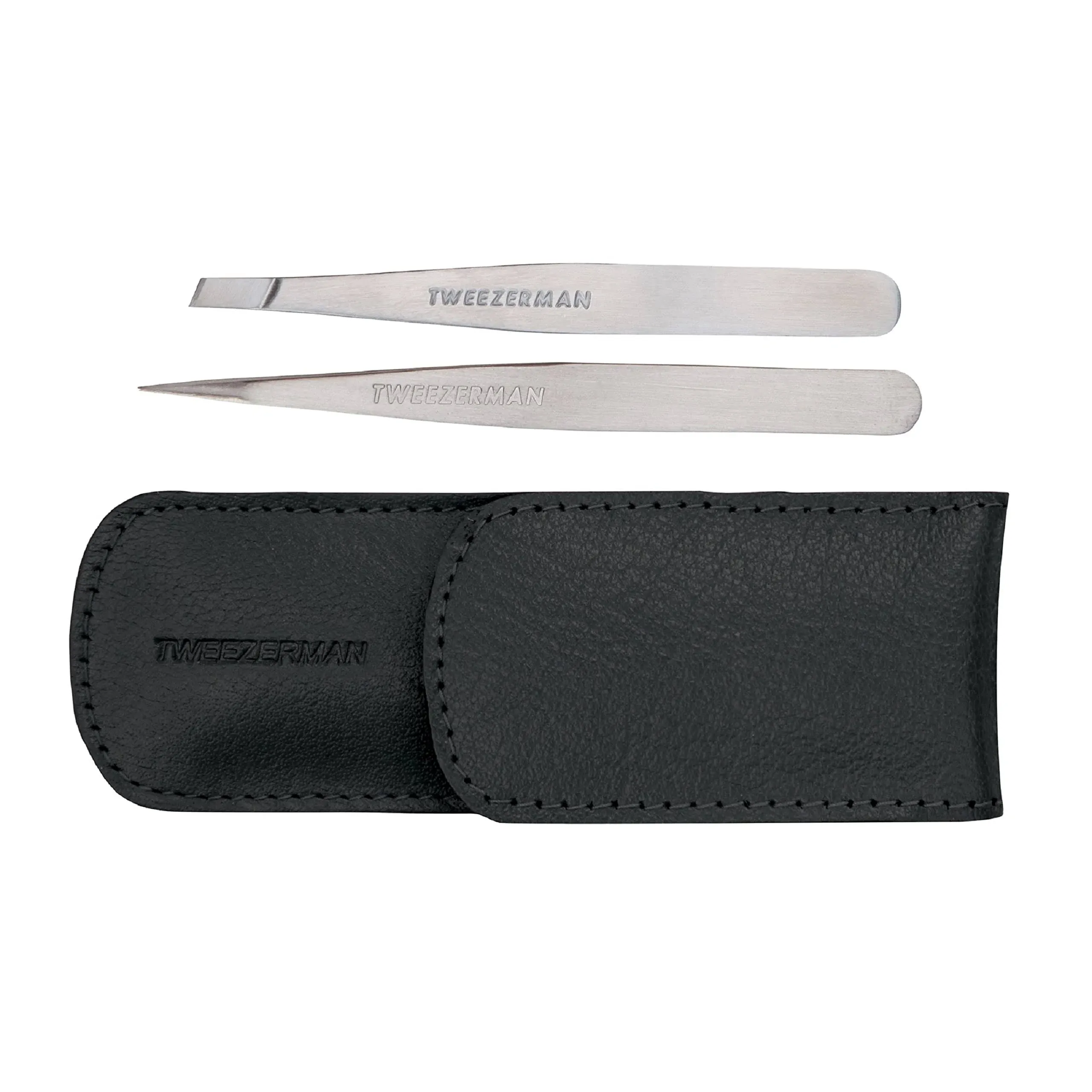 TWEEZERMAN Petite Tweezer Set, Black Leather Case