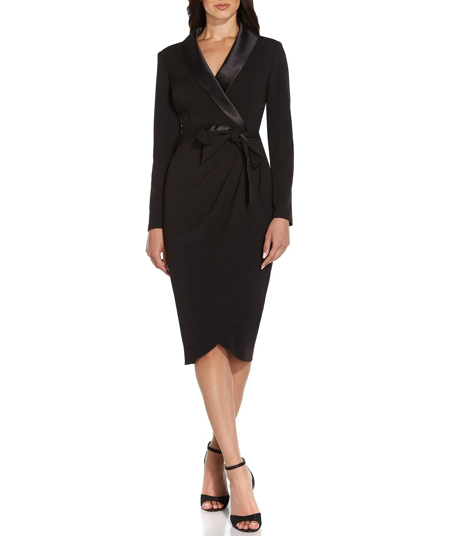 Adrianna Papell Women's Tuxedo Wrap Sheath Dress