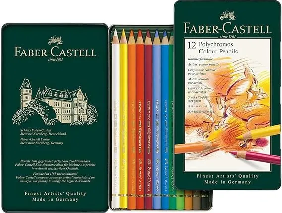 Faber Castell F110012 Polychromos Colour Pencils Tin Of 12