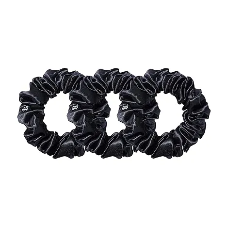 Slip Silk Large Scrunchies in Black - Elastic Scrunchies Set (3 Scrunchies)