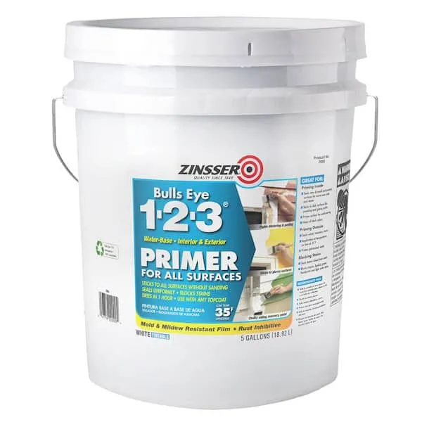 Bulls Eye 1-2-3 5 Gal. White Water-Based Interior/Exterior Primer and Sealer