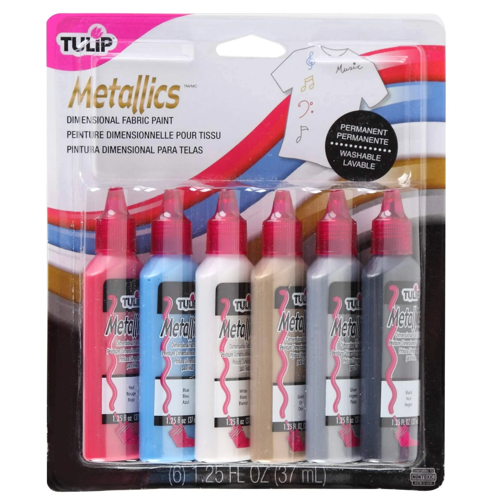 Tulip Dimensional Fabric Paints 1.25oz 6-pkg-metallics