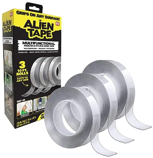 Alientape Nano Double Sided Tape, Multipurpose Removable Adhesive Transparent Grip Mounting Tape Washable Strong Sticky Heavy Duty for Carpet Photo Frame Poster Décor As Seen On TV