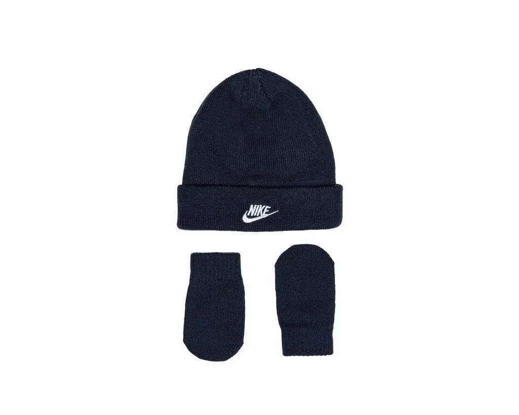 Nike infant boy knit hat/mitt set