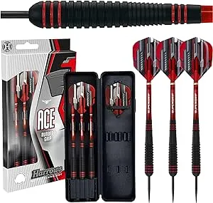 Harrows Ace Steel Tip Darts - Unique Non Slip Rubber - 20g 22g 24g or 26g