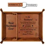 Gifts for Men Christmas Anniversary for Him Gifts, PU Leather Valet Tray and Keychain, Birthday Gift Ideas for Husband Boyfriend from Wife Xmas, Sentimental Presents Valentines Day