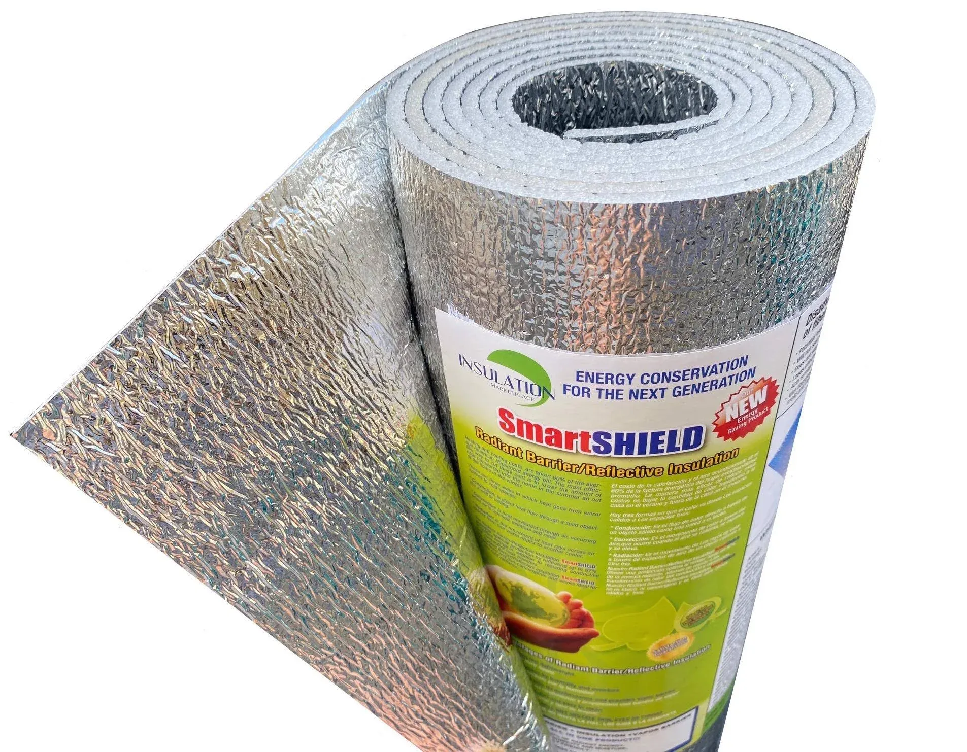 Insulation Marketplace SmartShield -3mm 16Inx50Ft ReflectiveINSULATION Roll, Foam Core Radiant Barrier, ThermalINSULATION Shield - Engineered Foil