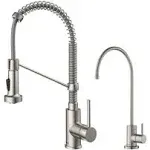 Kraus KPF-1610-FF-100SFS Bolden Commercial Style Pull-Down Kitchen Faucet and Purita Water Filter Faucet Combo, Spot Free Stainless Steel