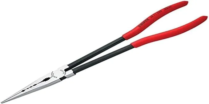 Knipex Long Reach Needle Nose Pliers with transverse profiles black atramentized, plastic coated 280 mm (self-service card/blister) 28 71 280 SB