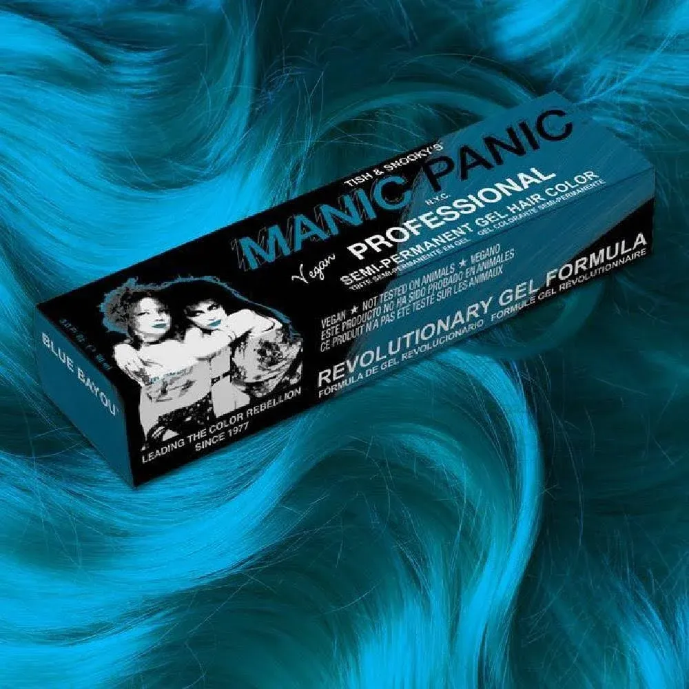 MANIC PANIC Professional Color Blue Bayou - Medium Neon Turquoise Semi Permanent Gel Hair Dye - Glows Under Black Light - Lasts Through 40+ Washes - No Developer Required (3oz)