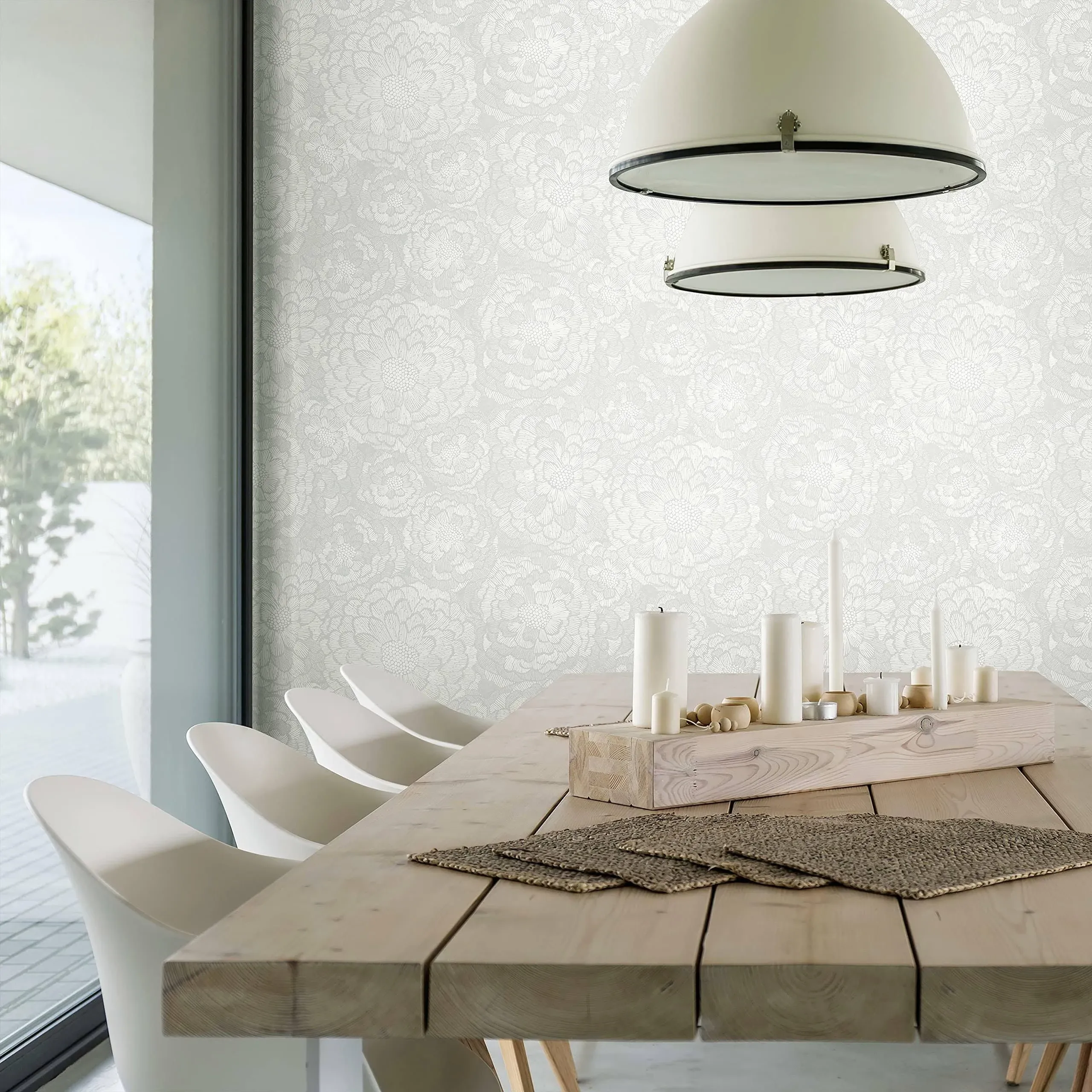 Gray & White Zen Dahlia Peel & Stick Wallpaper - Contemporary - Wallpaper - by York Wallcoverings Inc | Houzz