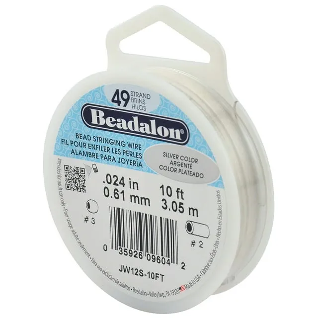 Beadalon 49 Strand Bead Stringing Wire, .61mm, Silver