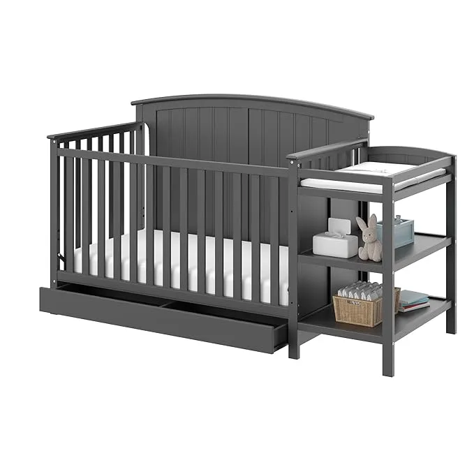 Storkcraft Steveston 4-in-1 Convertible Crib and Changer Storkcraft, Gray