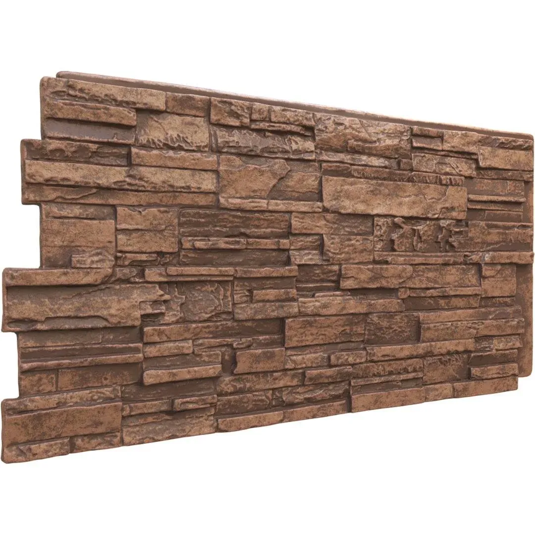 48 5/8"W x 24 3/4"H x 1 1/4"D Cascade Stacked Stone, StoneWall Faux Siding Panel