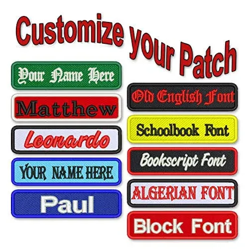 Custom Name Patch 4 x 1 Embroidered Iron on/Sew on Personalized