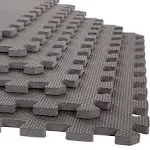 Foam Flooring Tiles 12-Pack Interlocking EVA Foam Pieces Non-Toxic Floor Padding for Playroom, Gym, or Basement by Stalwart (Gray)