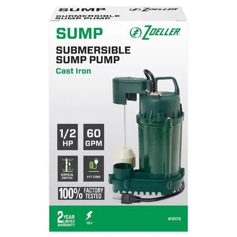 Zoeller 1/2 HP Cast Iron Submersible Sump Pump