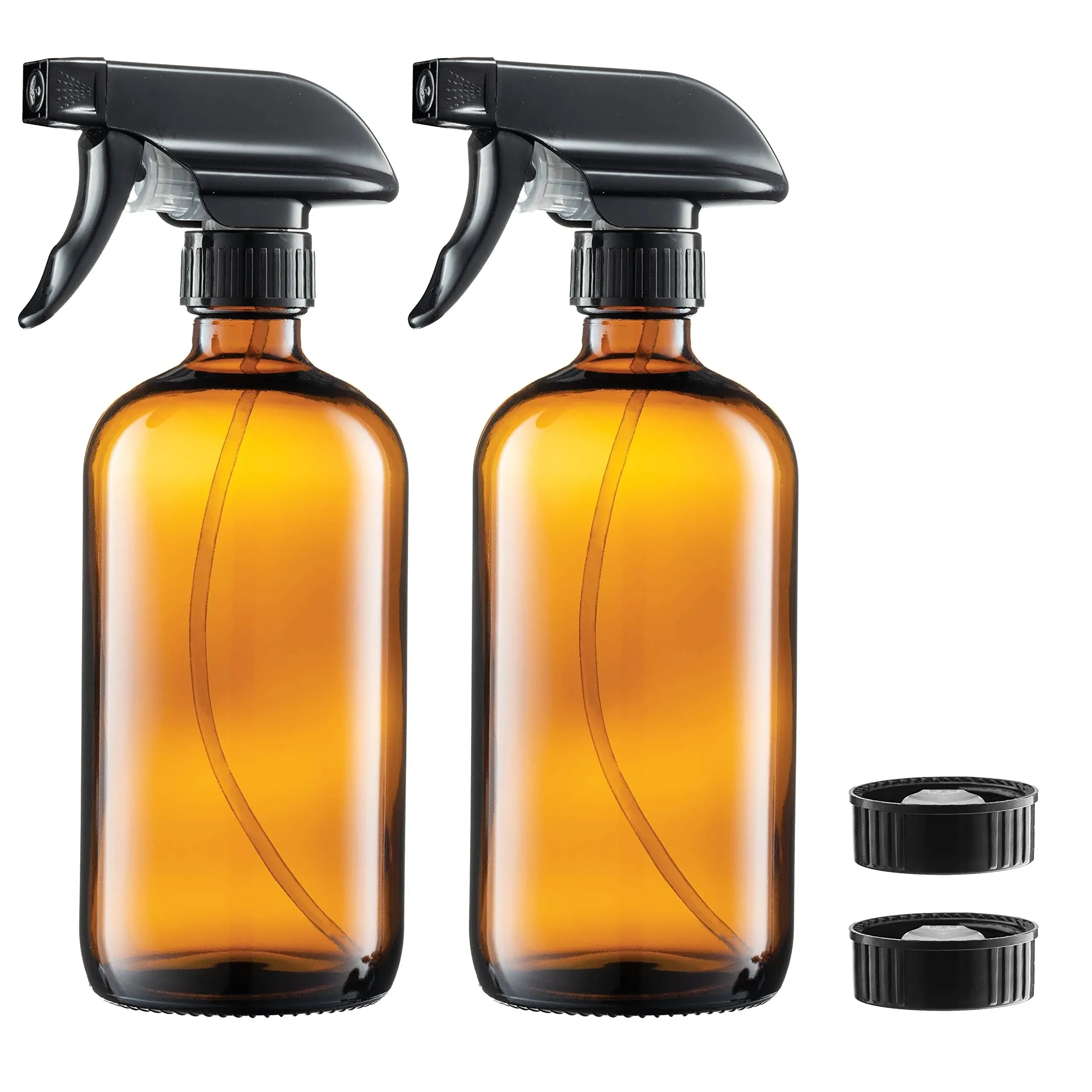 Glass Spray Bottles Amber 2 Pack 16 Oz Refillable Glass Sprayer Container with D