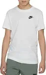 Nike Boy's NSW Embroidered Futura Tee (Little Kids/Big Kids) White/Black LG (14-16 Big Kid)