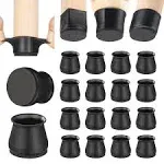 Aneaseit Chair Leg Floor Protectors - 16 pcs Black - Felt Bottom Silicone Pads for Hardwood Floors & Furniture Feet - Rubber Caps for Chairs - Medium