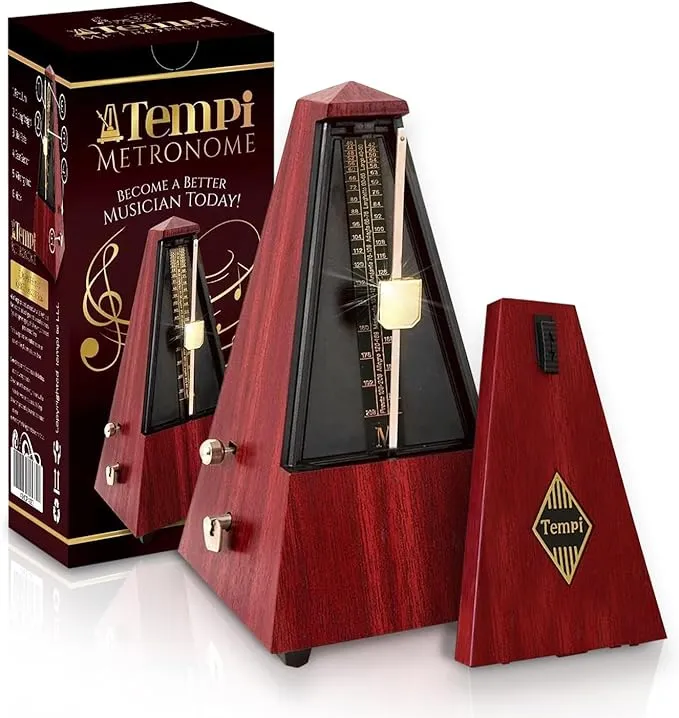 Tempi Mechanical Metronome for Musicians - Includes Ebook and 2-Year Warranty - Metronome for Piano/Guitar/Violin, Metronome Music for Adults and Kids (Molded Teak Grain Veneer)Tempi Mechanical Metronome for Musicians - Includes Ebook and 2-Year Warranty