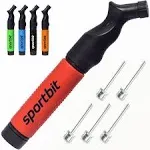 SPORTBIT Ball Pump with 5 Needles - Push & Pull Inflating System - Great for All Sports Balls - Volleyball Pump, Basketball Inflator, Football & Socc