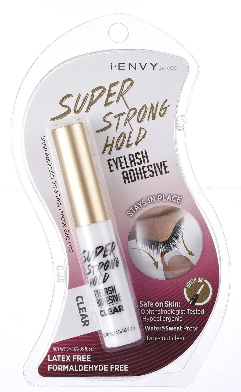 i-ENVY by Kiss Super Strong Hold Eyelash Adhesive Clear Brush On Latex Free, NEW