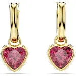 Swarovski Chroma Gold Red Heart Drop Earrings