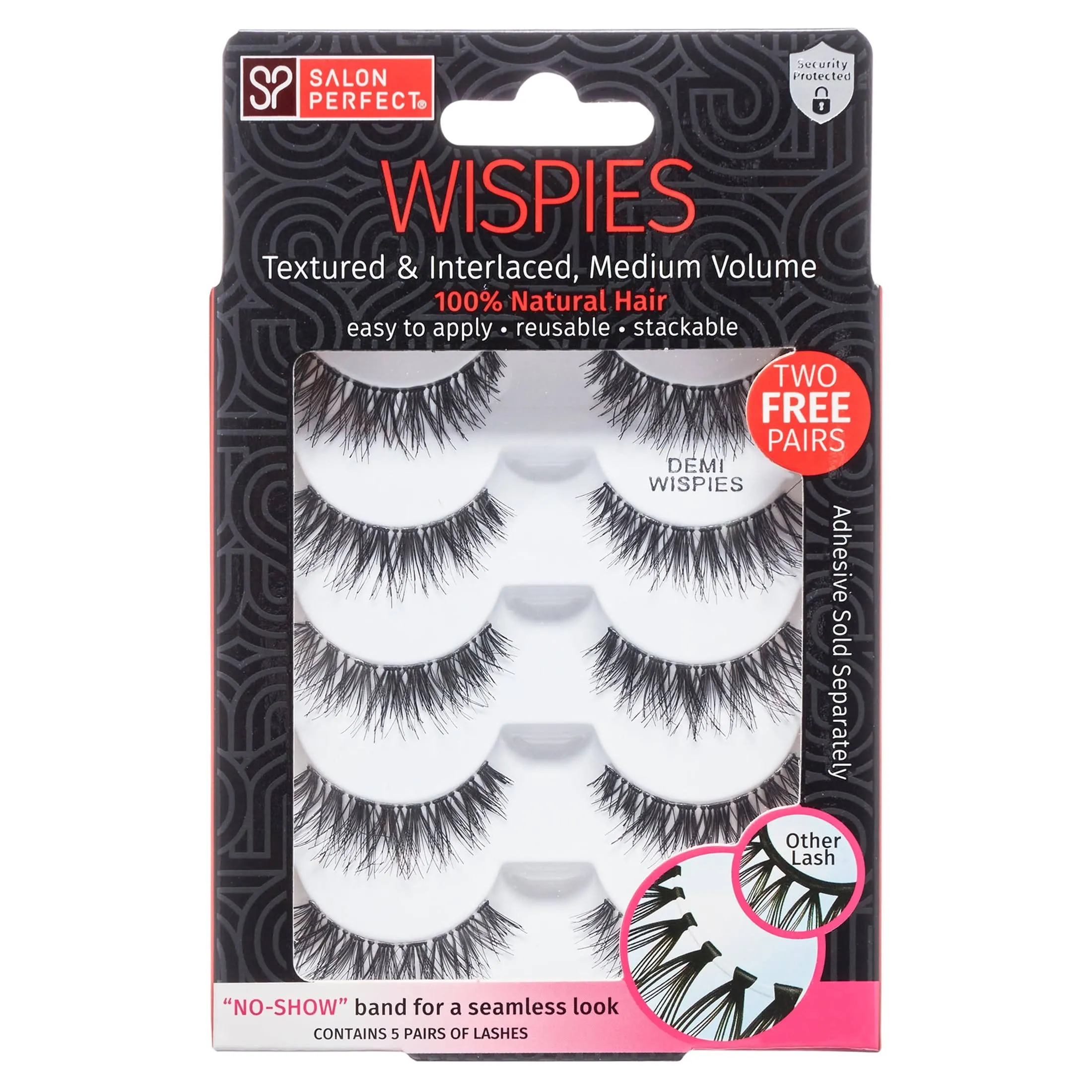 Salon Perfect Go Glam Multi Pack Lashes, Demi Wispie, 5 Pairs, Black