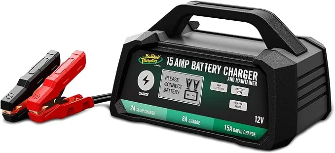 Battery Tender 12 Volt Battery Charger, 15 Amp / 8 Amp / 2 Amp Selectable Chemistry by Deltran - 022-0234-DL-WH