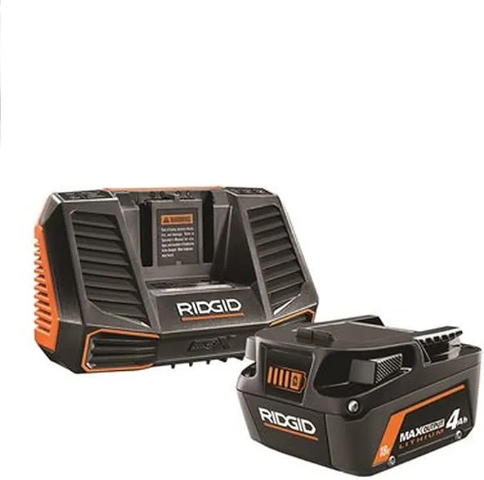 RIDGID 18V Lithium-Ion MAX Output 4.0 Ah Battery and Charger Starter Kit