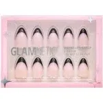 Glamnetic Press On Nails - Caviar | Semi-Transparent, Short Almond Nails, Reusable | 15 Sizes - 30 Nail Kit with Glue