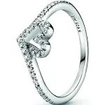 Pandora Sparkling Wishbone Heart Ring