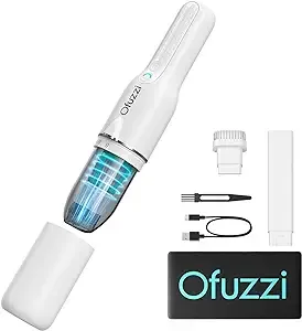 Ofuzzi Slim H7 Pro Handheld Vacuum, 1.0LB, 27AW/11kPa, Handheld Vacuum Cordless with LED Lighting and Two-Speed Modes, Low Noise, Type-C Charge, Mini Vacuum for Home Cleaning, White