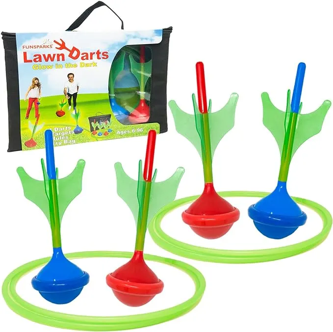 Funsparks Lawn Darts Game Set - Glow in The Dark Soft Tip Lawn Games Outdoor Games for Adults and Family - Yard Games and Outdoor Games for Kids Ages 8-12