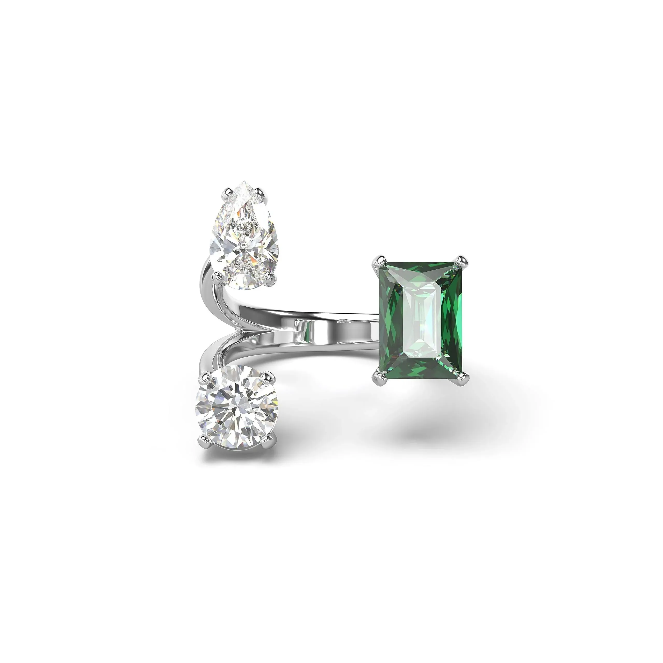 SWAROVSKI Mesmera Open Ring, Green and Clear Mixed-Cut Stones in a Silver-Tone Finish, Part of the Mesmera Collection