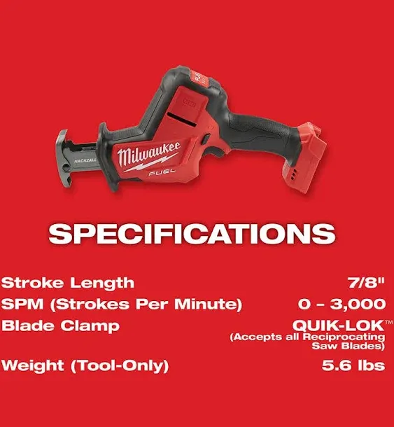 Milwaukee 2719-20 M18 Fuel Hackzall (Bare Tool)