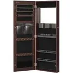 Jewelry Cabinet Armoire with Mirror Brown