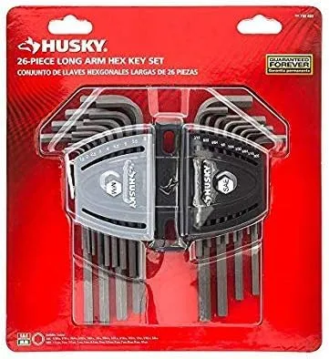 HUSKY Allen Wrenches Long/short arm (AMAZING 26 PIECE WRENCH HEX KEY SET) | Mechanic Car Boat Truck Autobody | Color coded storage case included | Standard Not ball end